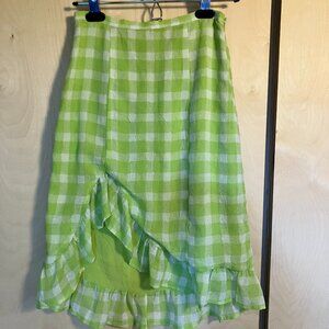 Urban Outfitters Lime Gingham Ruffle Skirt